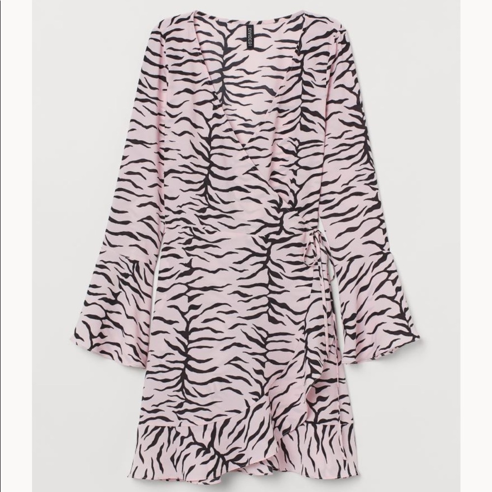 NWT H&M pink zebra crepe wrap dress - US6